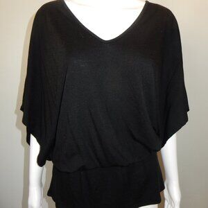 Banana Republic Womens Dolman Short Sleeve Cinched Waste top Large Black EUC